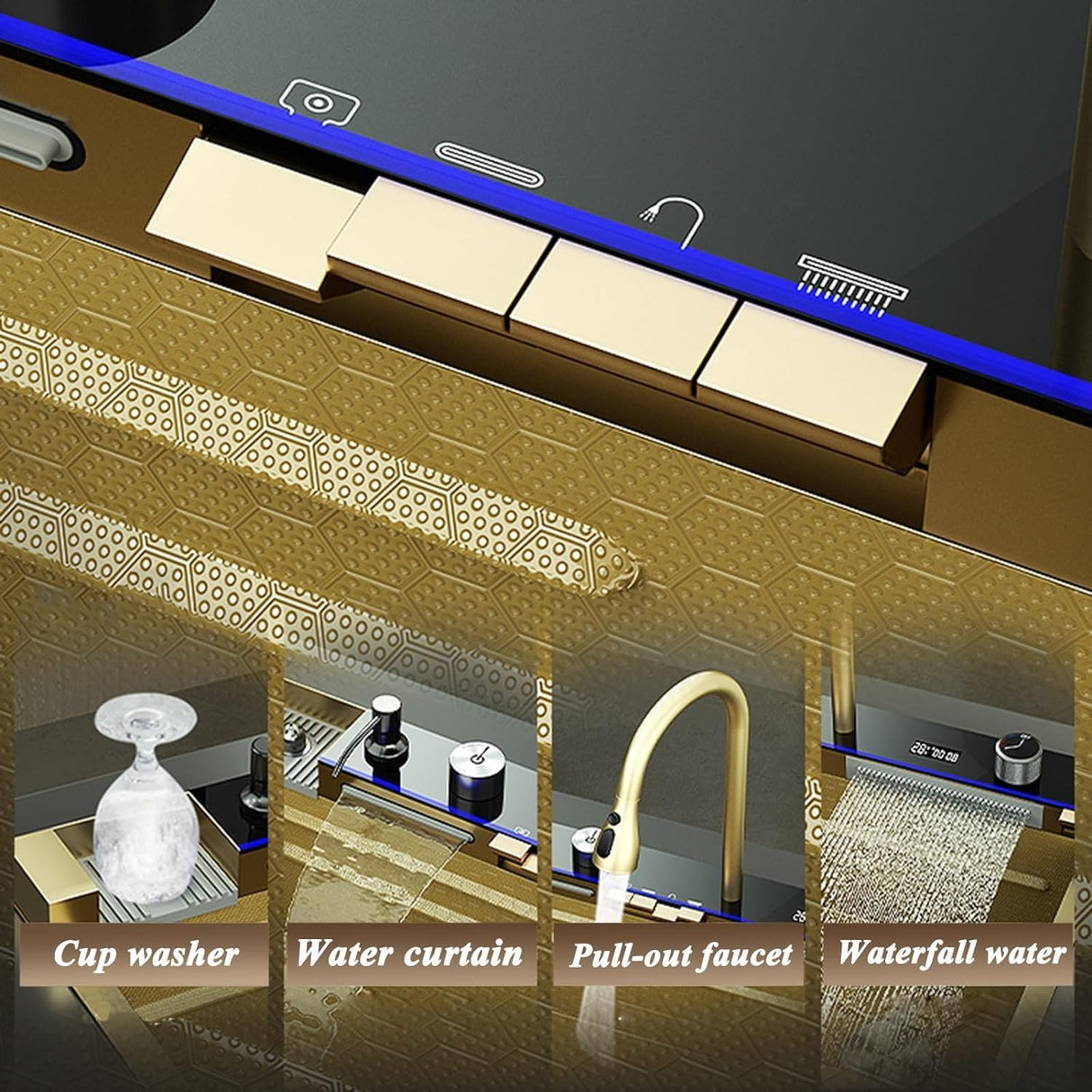 GD Waterfall LED Smart Kitchen Sink