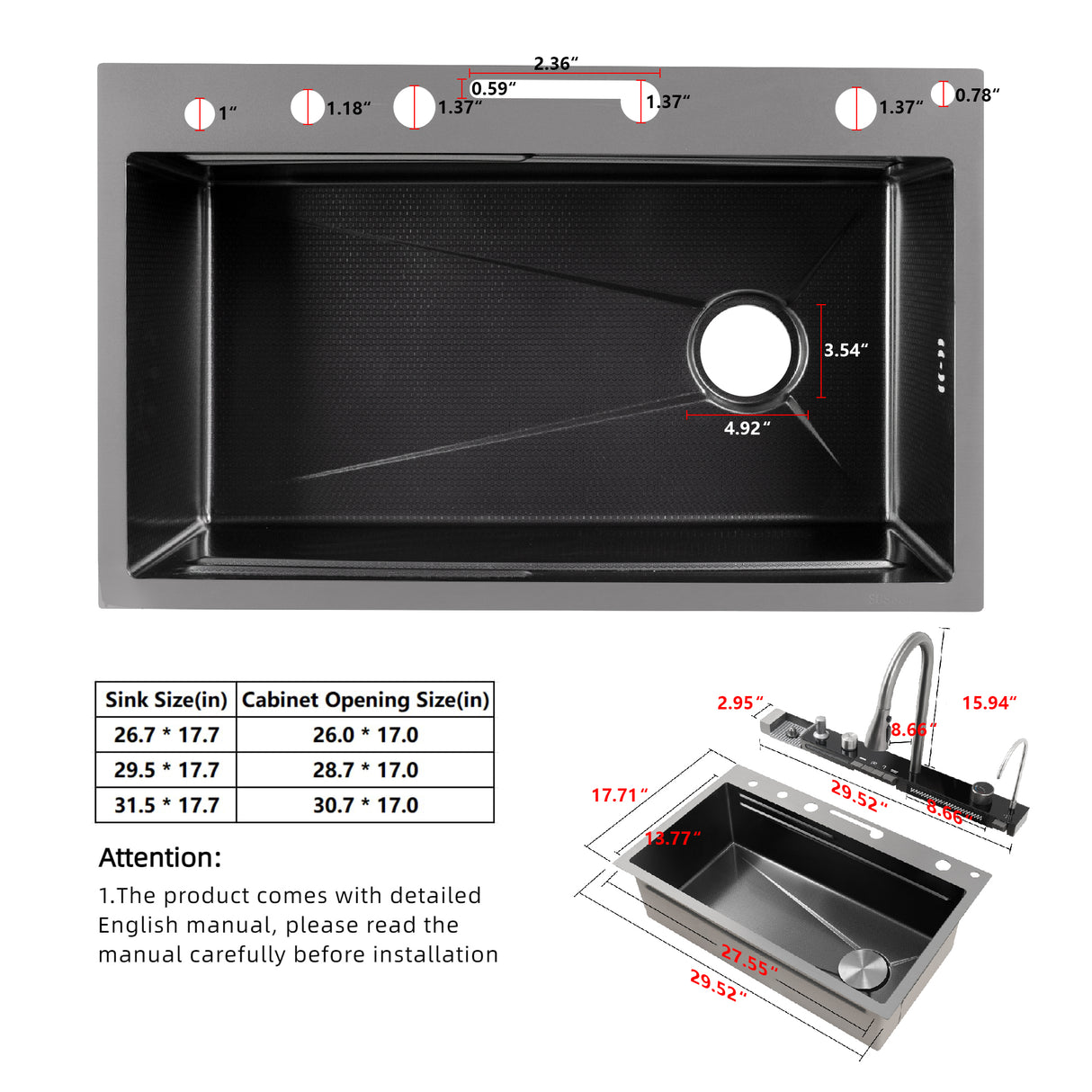 GD Waterfull kitchen sink SIZE 2